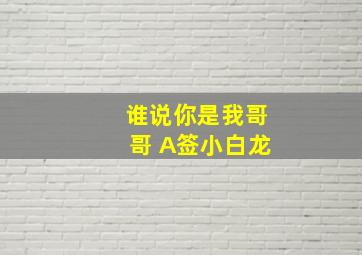 谁说你是我哥哥 A签小白龙